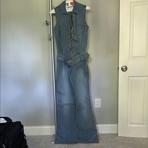 Women's Belted Blue Flare & Wide Leg Jeans one piece